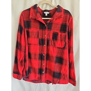 Time And True 2X Size 20 Red And Black Flannel Shirt
